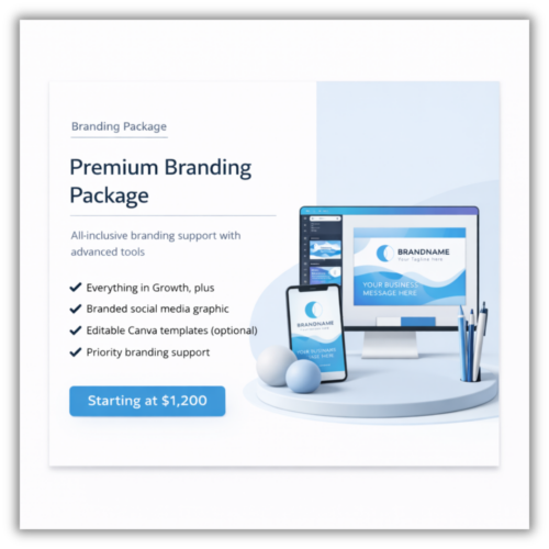 Branding premium package with full brand guidelines, templates, email design, and priority brand support