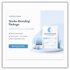 branding starter package with logo design, color palette, and brand board.