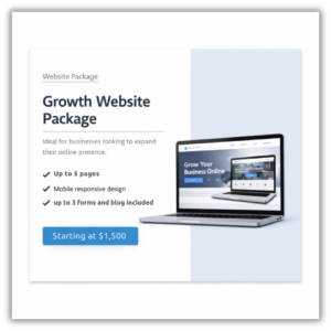 website growth package with 5-page custom design and mobile-responsive layout.