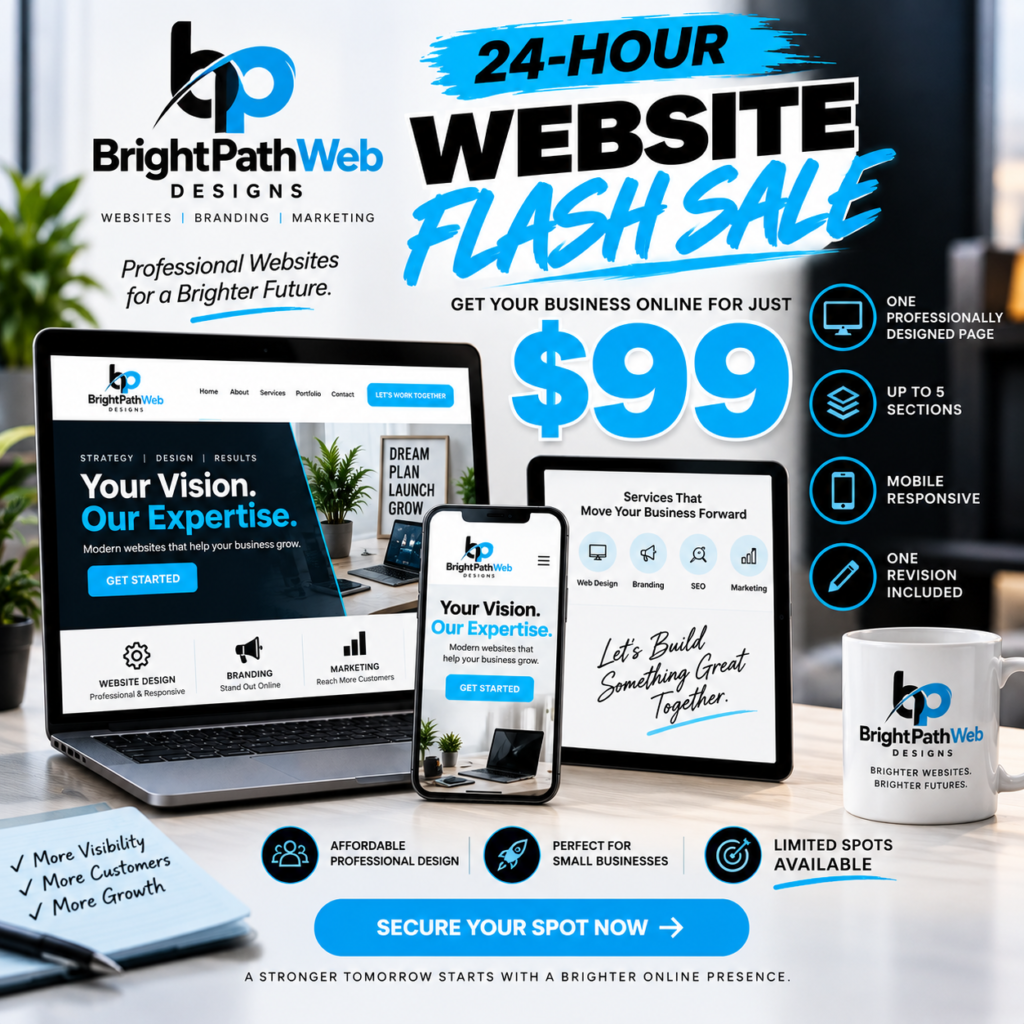 $99 one-page website by BrightPathWeb Designs – 24-hour flash sale