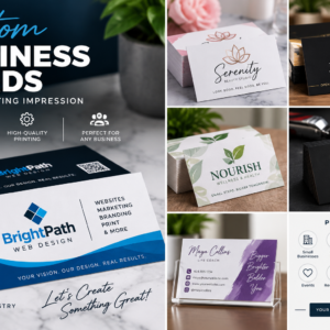 Custom business cards with personalized professional designs by BrightPath Web Designs